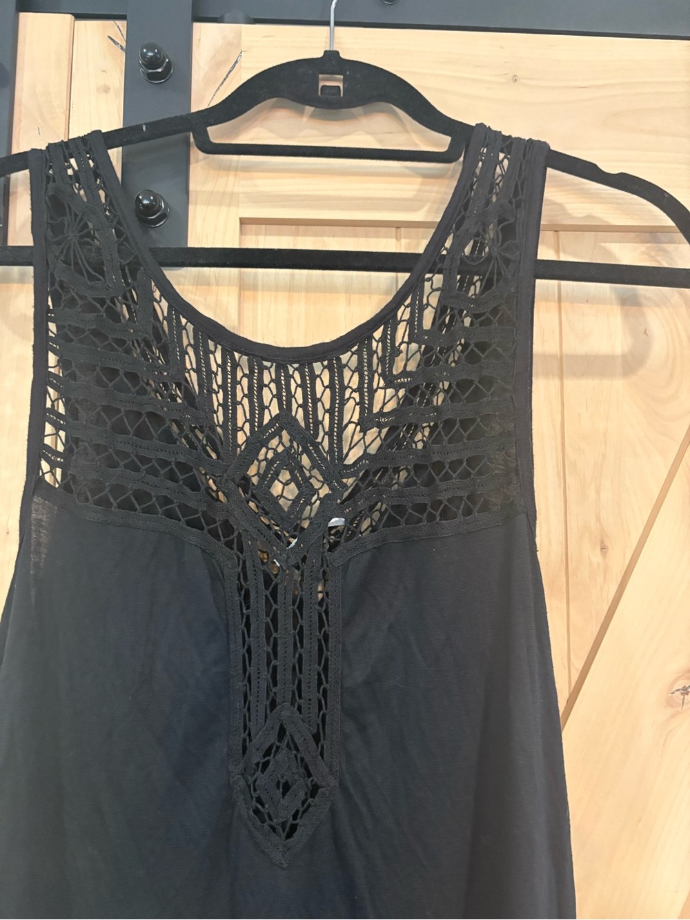 NWOT Free People Black Crochet Yoke Asymmetrical Dress - Picture 4 of 5